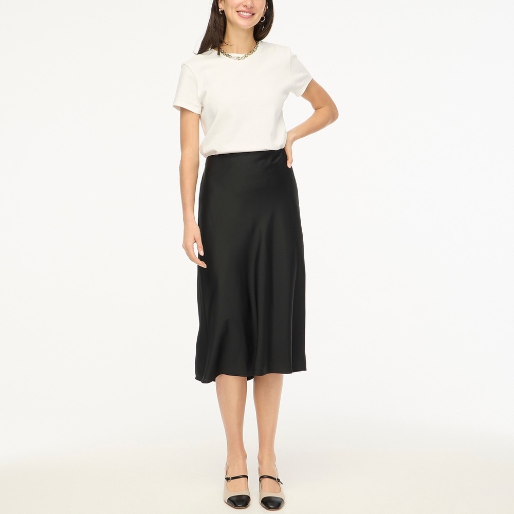 NWT J. Crew Black Bias Slip Skirt Sz S